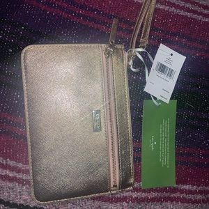 NWT KATE SPADE TINIE LAUREL WAY ROSE GOLD LEATHER WRISTLET WALLET